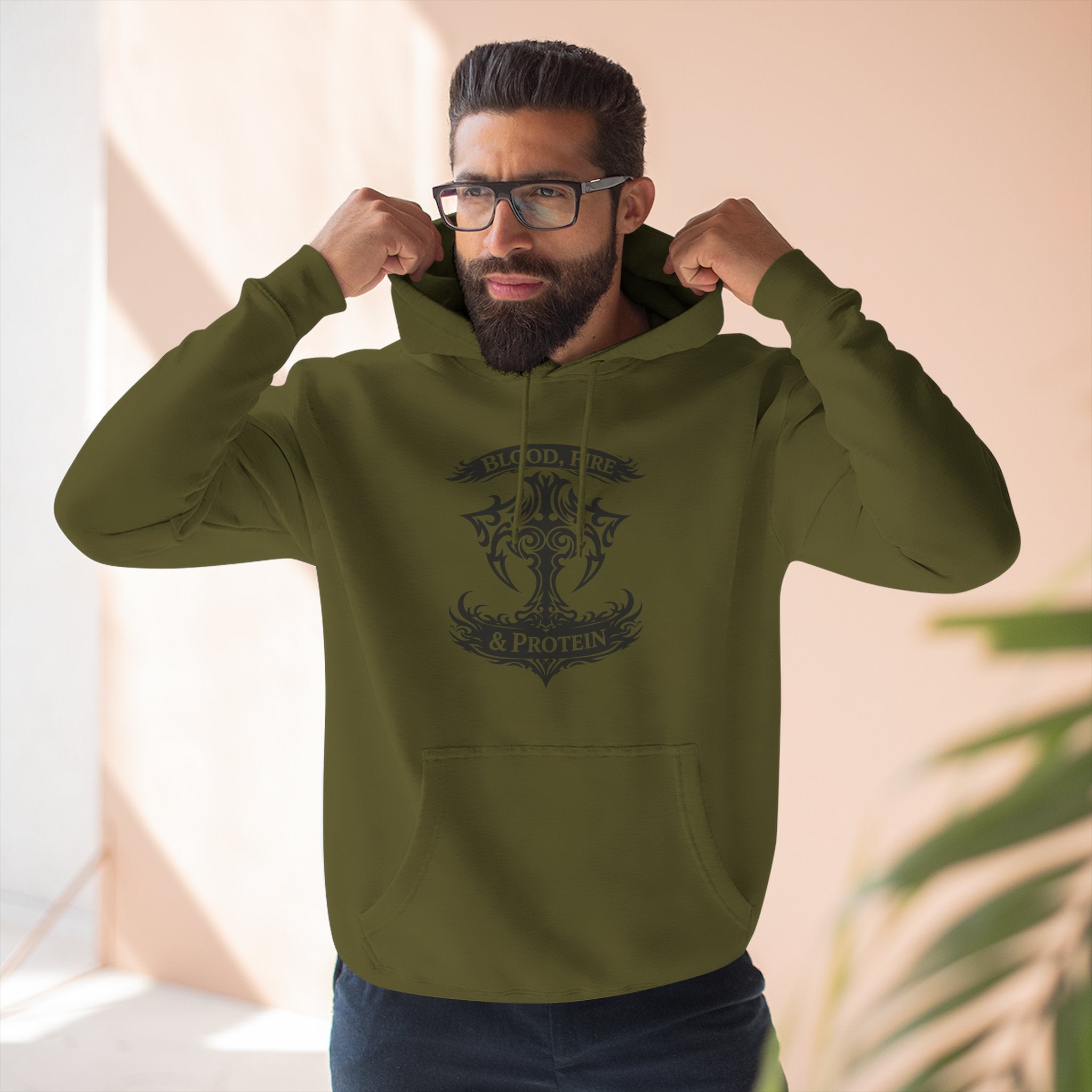 Black Tribal Cross Crest — Pullover Hoodie