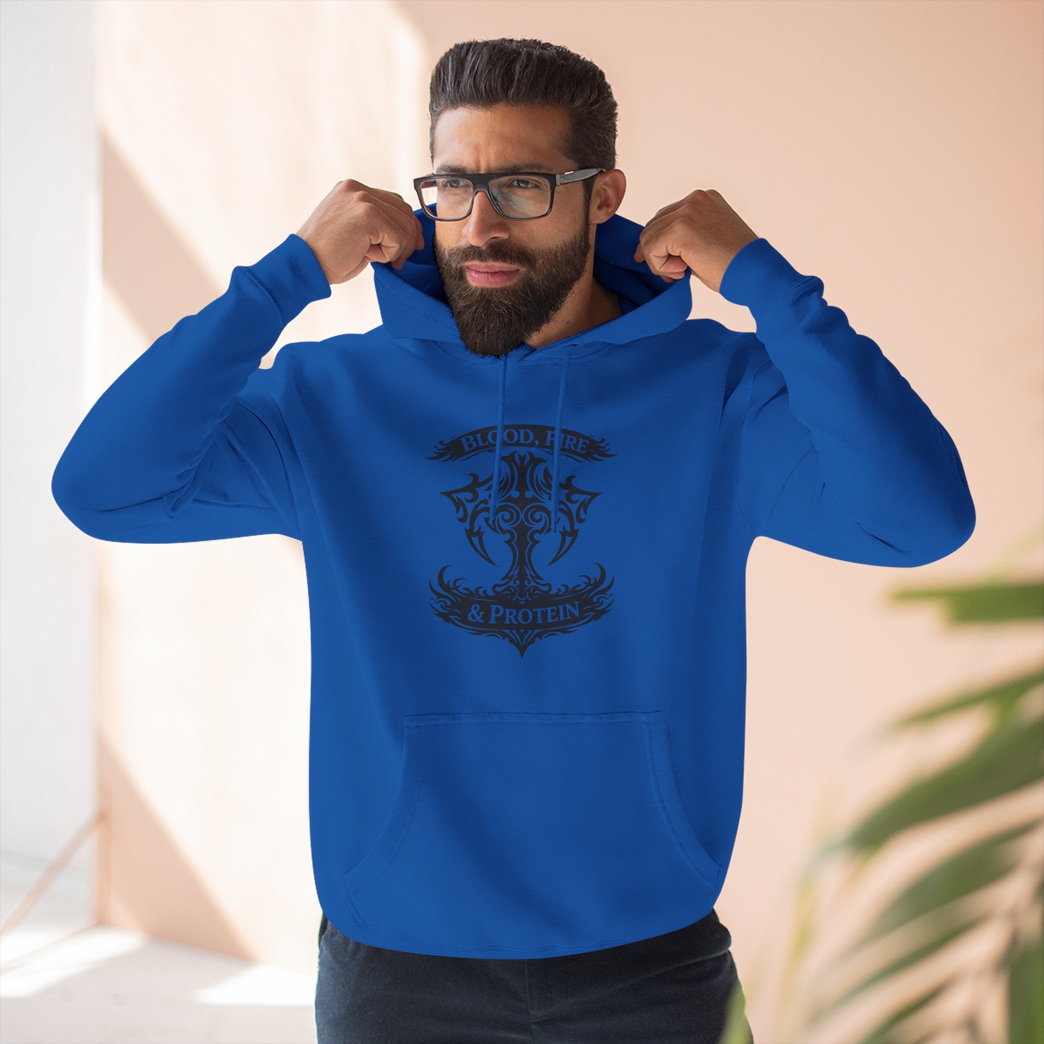 Black Tribal Cross Crest — Pullover Hoodie