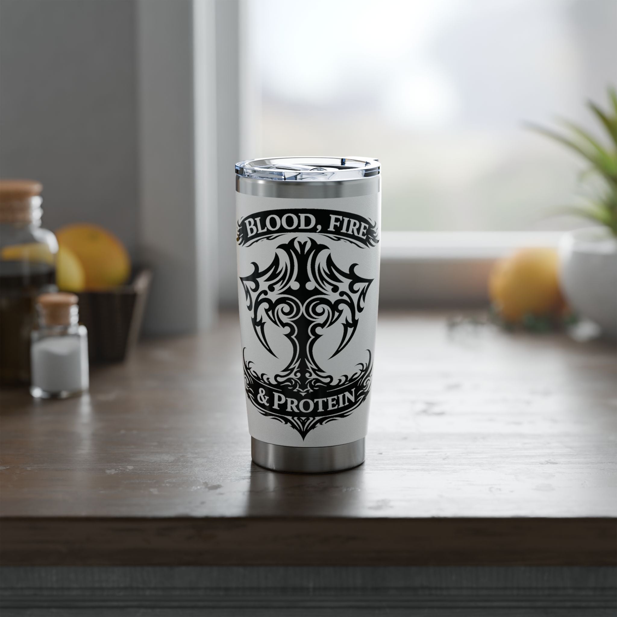 White Tribal Cross — 20oz Insulated Tumbler