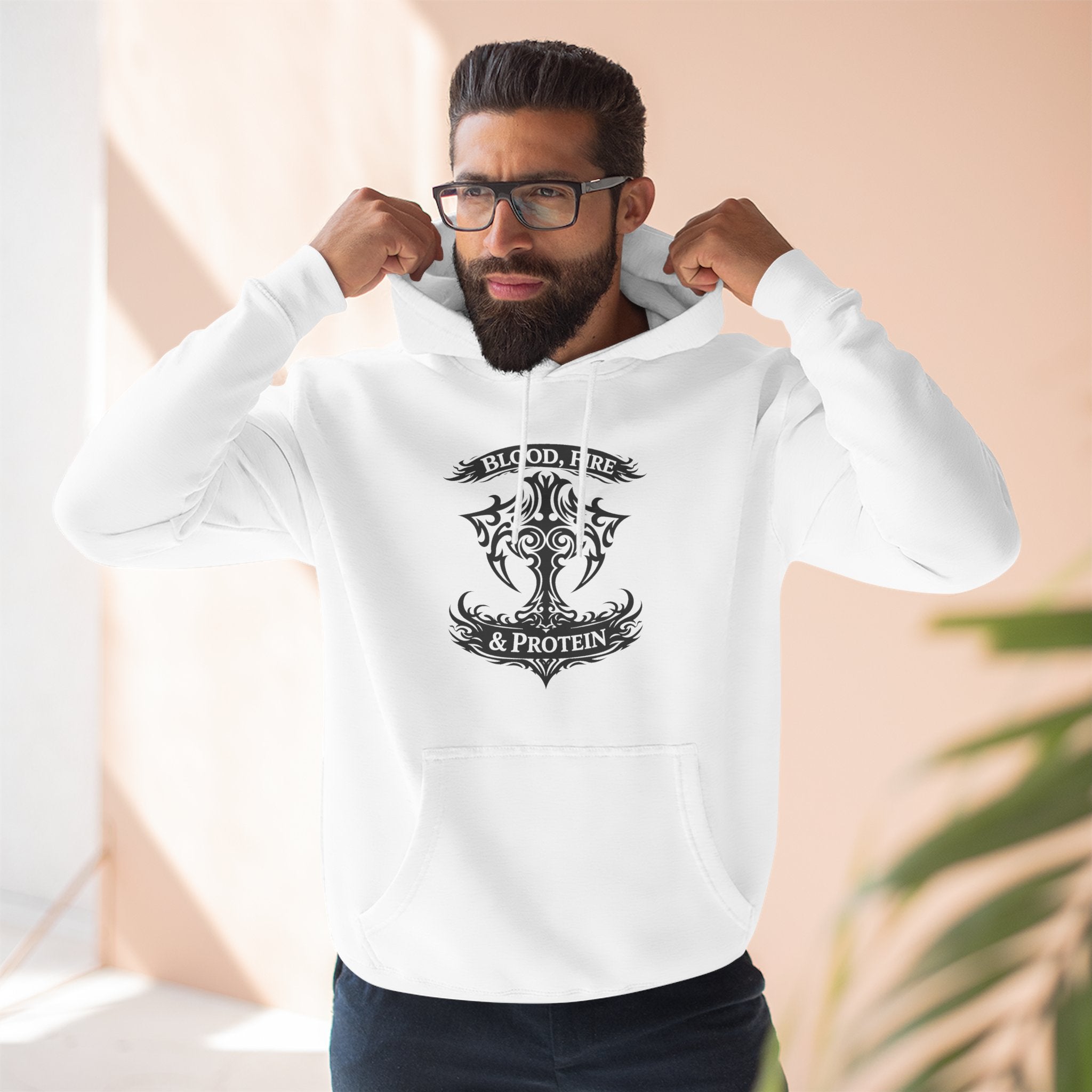 Black Tribal Cross Crest — Pullover Hoodie