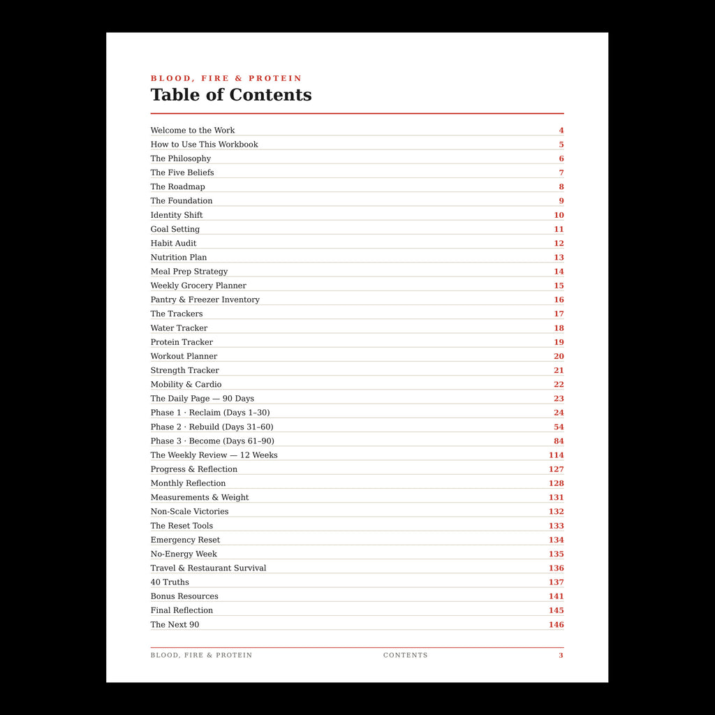 Blood, Fire & Protein — 90 Days Back to Yourself (Digital Workbook)
