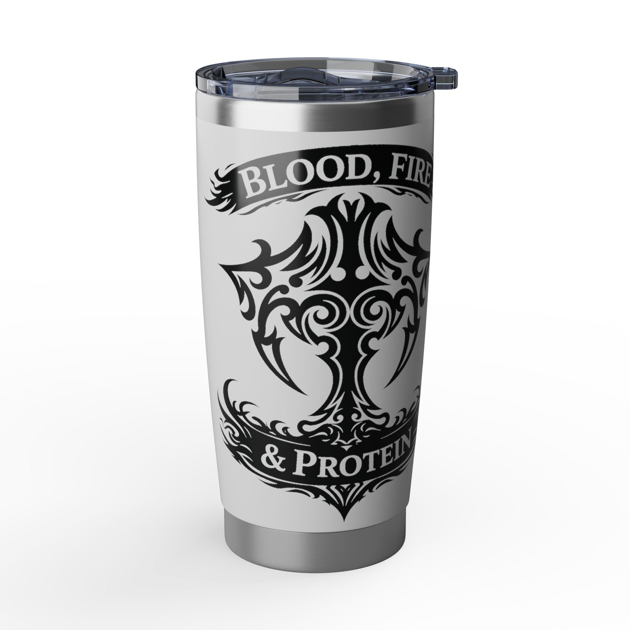 White Tribal Cross — 20oz Insulated Tumbler